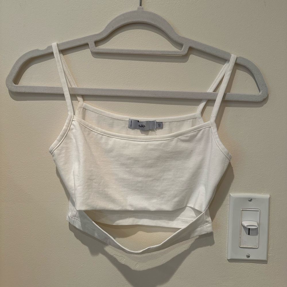 Adika white slit crop top